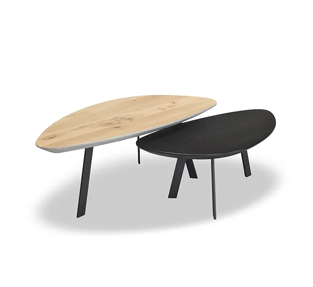 Massief eiken salontafel, set van 2