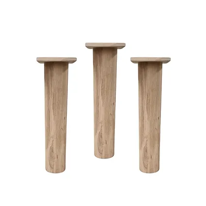 Eiken onderstel rond, koker 15x15cm (set van 3)