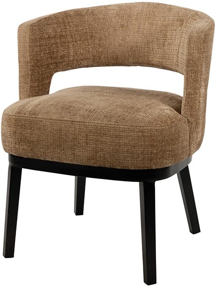 Sting eetkamerstoel met 4 houten poten in bruine stof | comfortabele design eetkamerstoel Almelo Twente